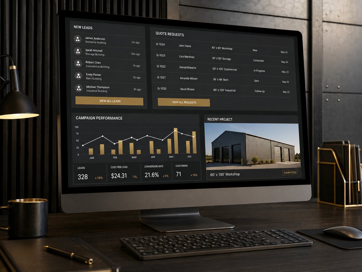 Metal building lead management dashboard